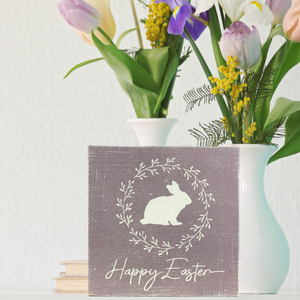 Happy Easter Rustic Block Sign