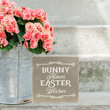 Load image into Gallery viewer, Bunny Kisses Easter Wishes Rustic Block Sign
